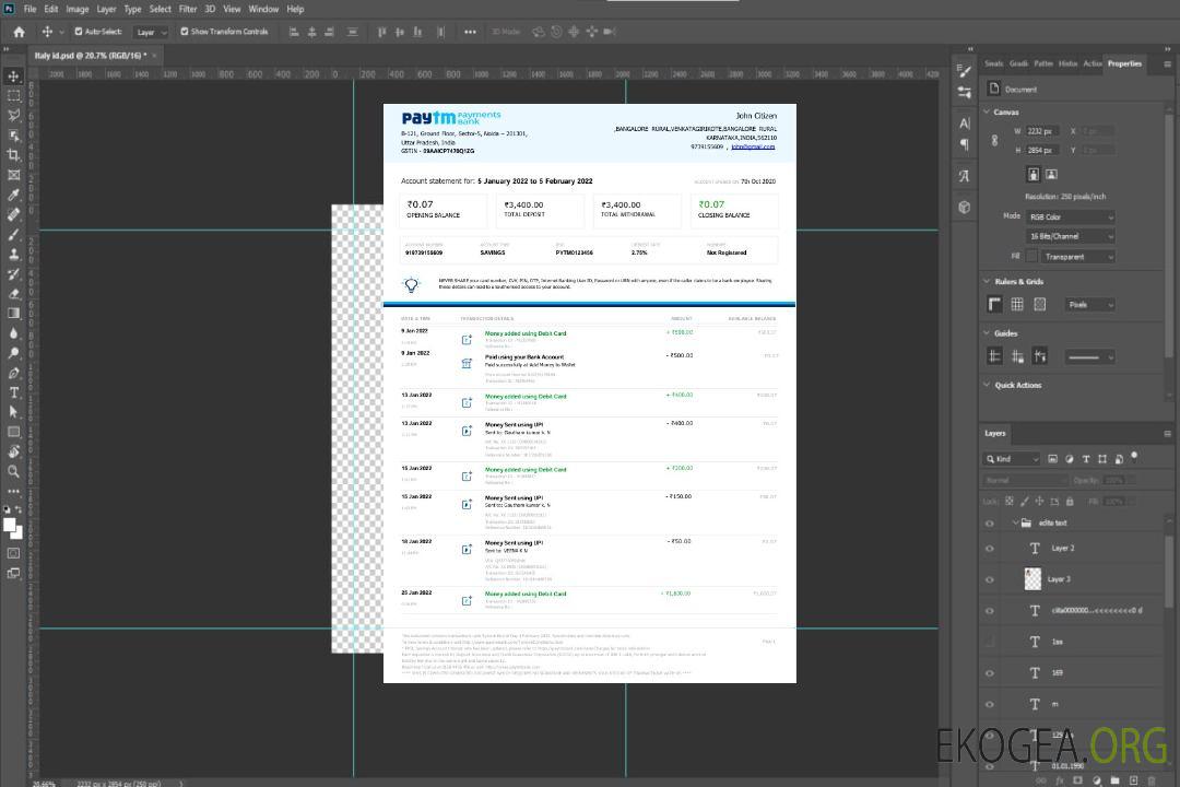 Modèle Word et PDF de relevé bancaire India Paytm Payments, 2 pages, version 2 template Modèle Word et PDF de relevé bancaire India Paytm Payments, 2 pages, version 2 template